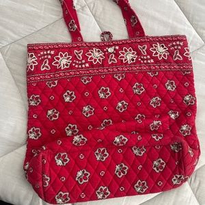 Vera Bradley Red Floral Quilted Tote